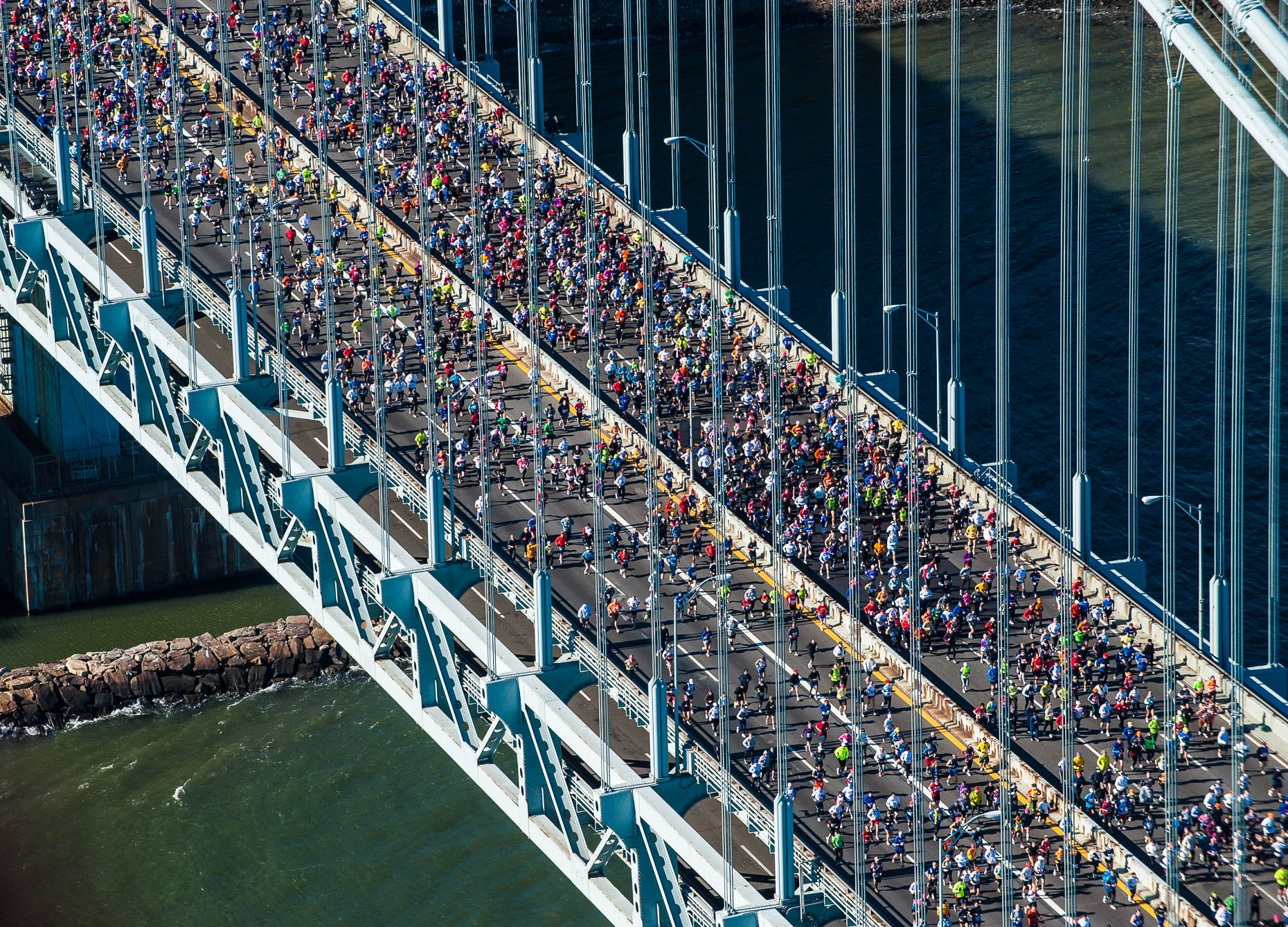 NYC Marathon Verazano Bridge from Helicopter